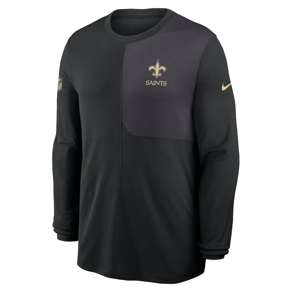 New Orleans Saints Sideline Coach UV Dri-FIT Long Sleeve Shirt Black - Nike