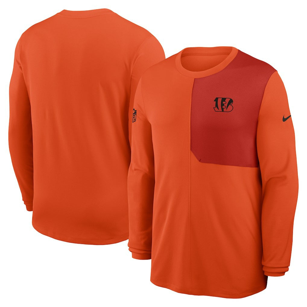 Cincinnati Bengals Sideline Coach UV Dri-FIT Long Sleeve Shirt Orange - Nike