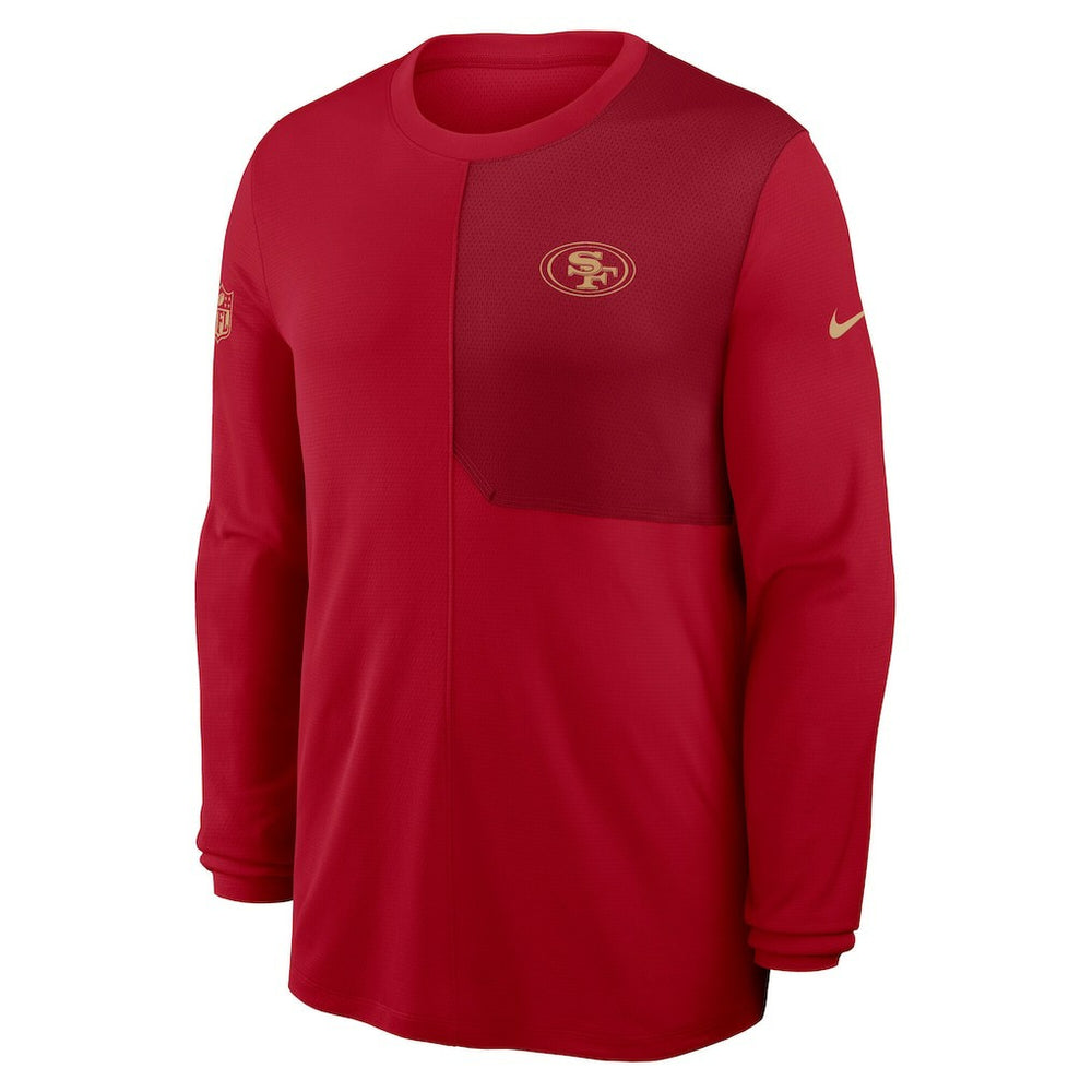 San Francisco 49ers Sideline Coach UV Dri-FIT Long Sleeve Shirt Scarlet - Nike