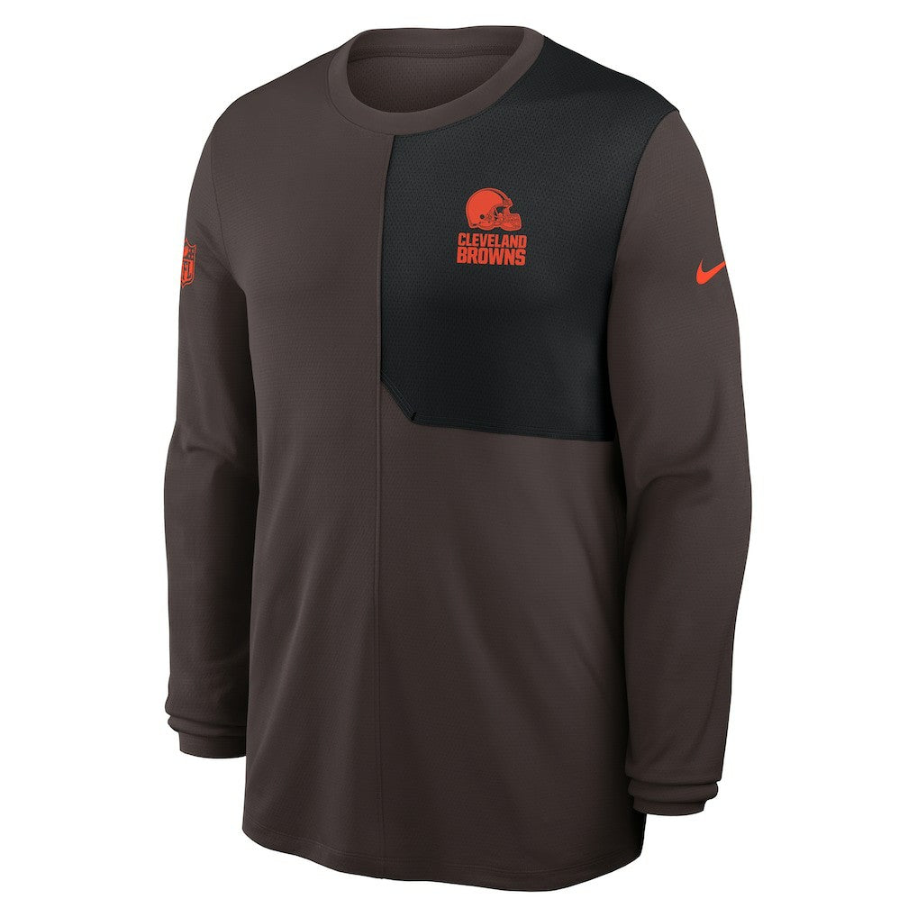 Cleveland Browns Sideline Coach UV Dri-FIT Long Sleeve Shirt Brown - Nike