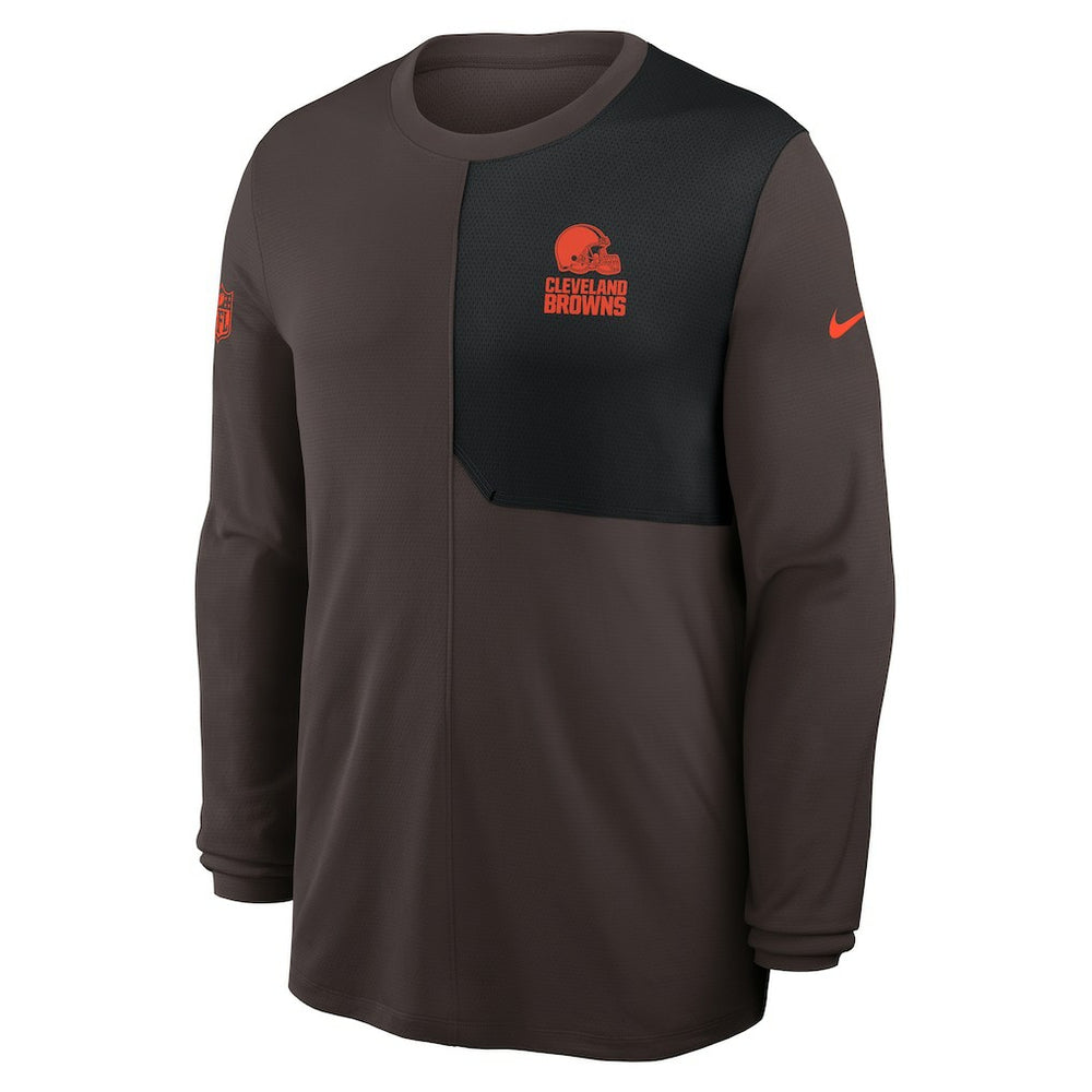 Cleveland Browns Sideline Coach UV Dri-FIT Long Sleeve Shirt Brown - Nike