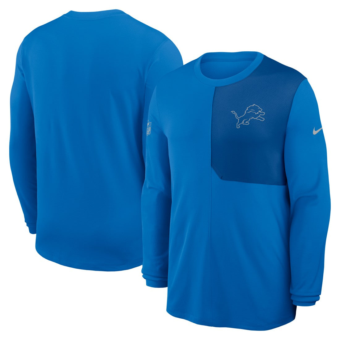 Detroit Lions Sideline Coach UV Dri-FIT Long Sleeve Shirt Blue - Nike