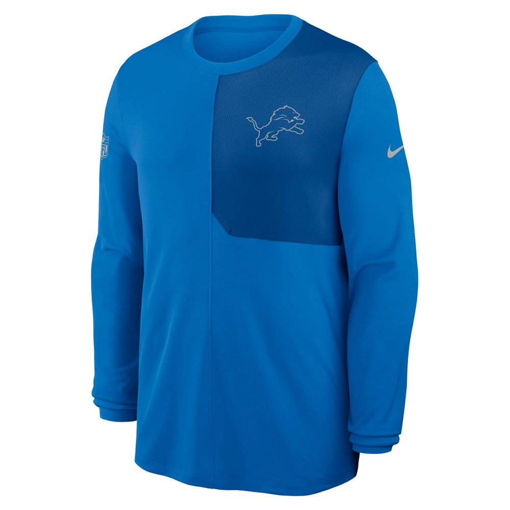 Detroit Lions Sideline Coach UV Dri-FIT Long Sleeve Shirt Blue - Nike
