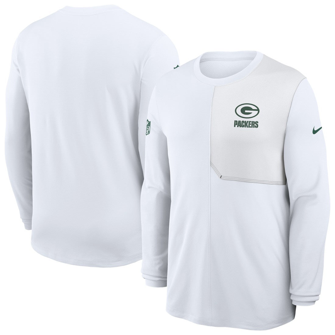 Green Bay Packers Sideline Coach UV Dri-FIT Long Sleeve Shirt White - Nike