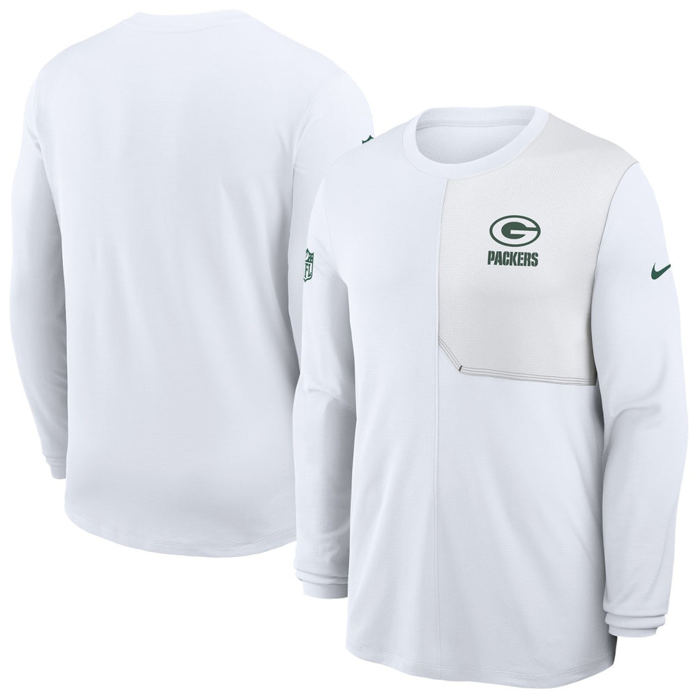 Green Bay Packers Sideline Coach UV Dri-FIT Long Sleeve Shirt White - Nike