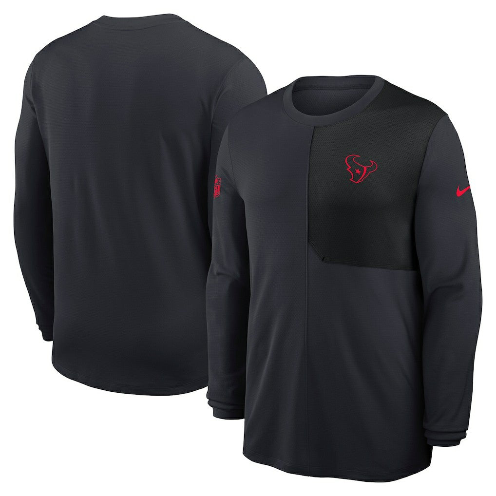 Houston Texans Sideline Coach UV Dri-FIT Long Sleeve Shirt Navy - Nike
