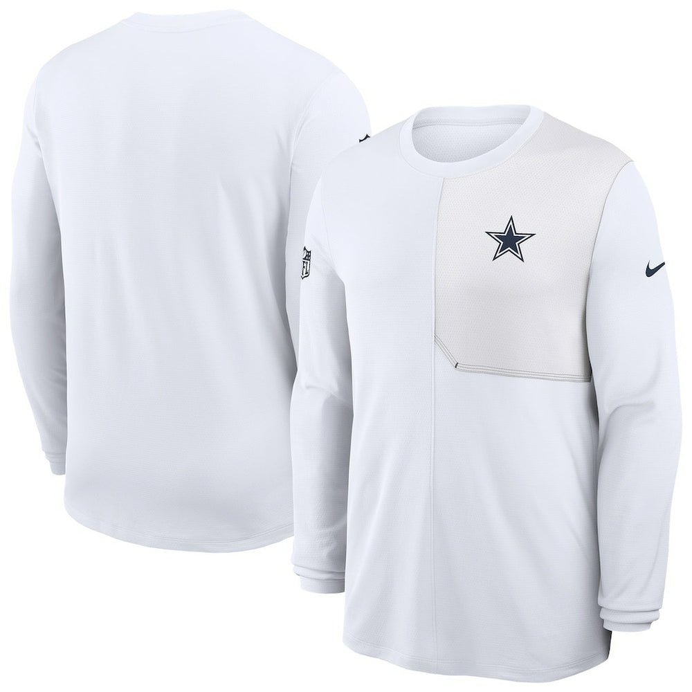 Dallas Cowboys Sideline Coach UV Dri-FIT Long Sleeve Shirt White - Nike