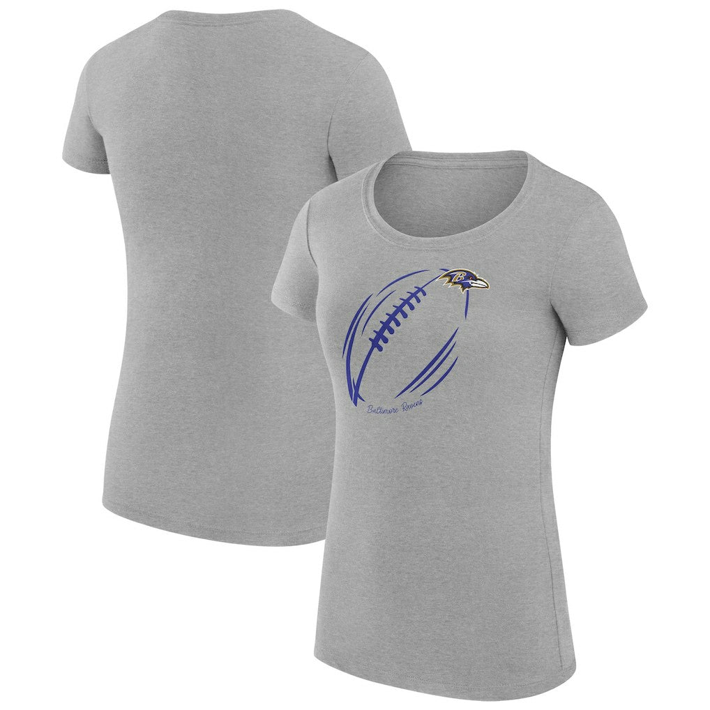 Baltimore Ravens G-III 4Her by Carl Banks Women's Super-Slim Fit Lightweight Subtle Football T-Shirt Heather Gray - NFL