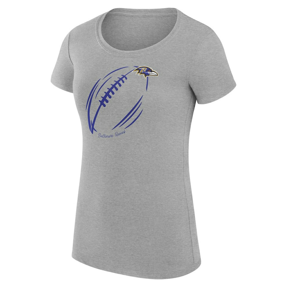 Baltimore Ravens G-III 4Her by Carl Banks Women's Super-Slim Fit Lightweight Subtle Football T-Shirt Heather Gray - NFL