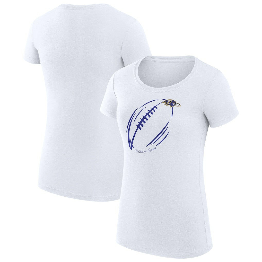 Baltimore Ravens G-III 4Her by Carl Banks Women's Super-Slim Fit Lightweight Subtle Football T-Shirt White - NFL