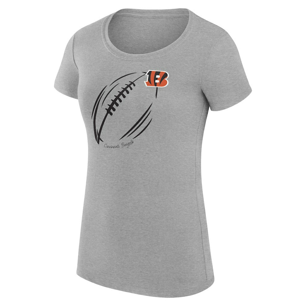Cincinnati Bengals G-III 4Her by Carl Banks Women's Super-Slim Fit Lightweight Subtle Football T-Shirt Heather Gray - NFL