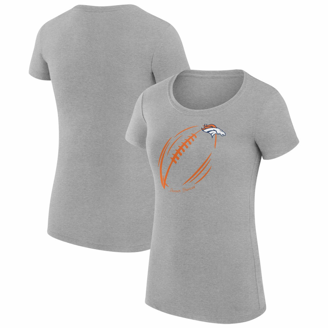 Denver Broncos G-III 4Her by Carl Banks Women's Super-Slim Fit Lightweight Subtle Football T-Shirt Heather Gray - NFL