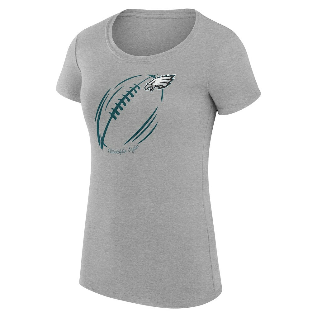 Philadelphia Eagles G-III 4Her by Carl Banks Women's Super-Slim Fit Lightweight Subtle Football T-Shirt Heather Gray - NFL
