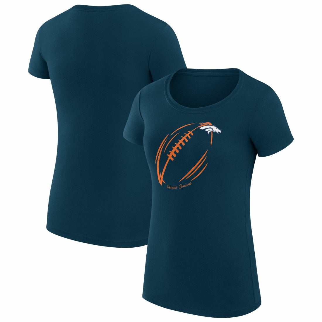 Denver Broncos G-III 4Her by Carl Banks Women's Super-Slim Fit Lightweight Subtle Football T-Shirt Navy - NFL