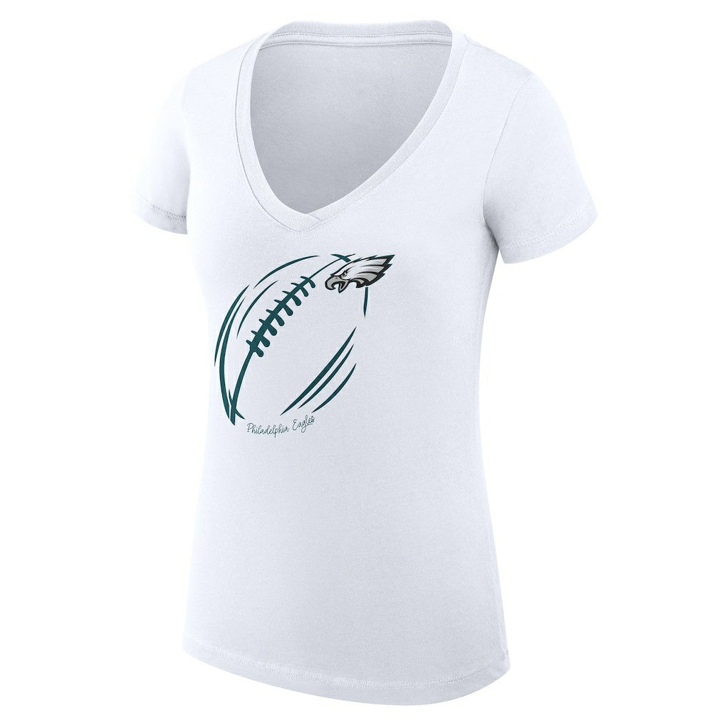 Philadelphia Eagles G-III 4Her by Carl Banks Women's Super-Slim Fit Lightweight Subtle Football V-Neck T-Shirt White - NFL