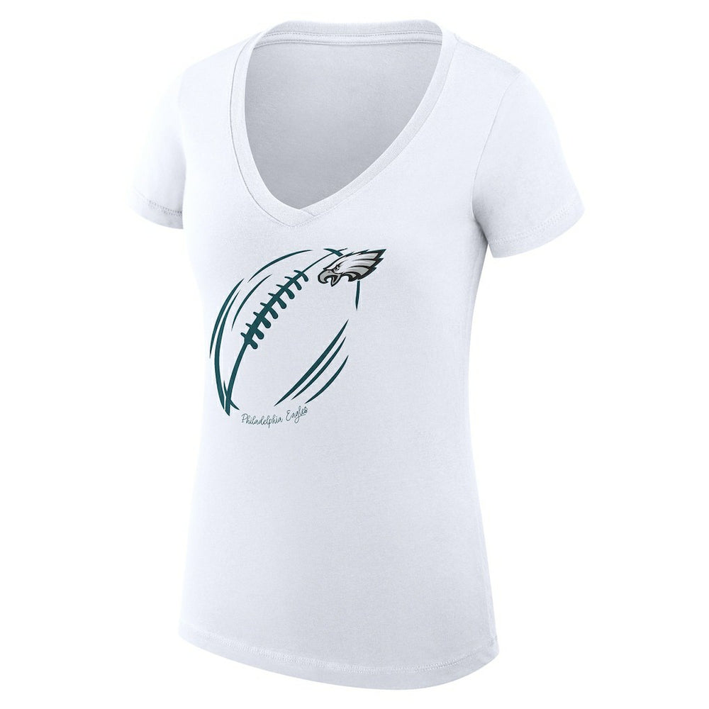Philadelphia Eagles G-III 4Her by Carl Banks Women's Super-Slim Fit Lightweight Subtle Football V-Neck T-Shirt White - NFL