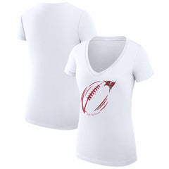 Tampa Bay Buccaneers G-III 4Her by Carl Banks Women's Super-Slim Fit Lightweight Subtle Football V-Neck T-Shirt White - NFL