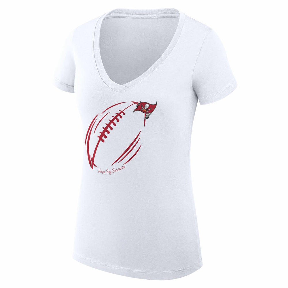 Tampa Bay Buccaneers G-III 4Her by Carl Banks Women's Super-Slim Fit Lightweight Subtle Football V-Neck T-Shirt White - NFL