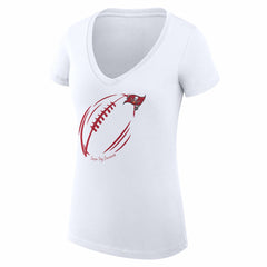 Tampa Bay Buccaneers G-III 4Her by Carl Banks Women's Super-Slim Fit Lightweight Subtle Football V-Neck T-Shirt White - NFL