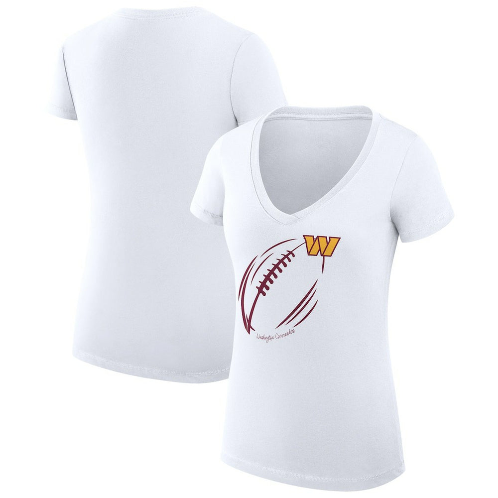 Washington Commanders G-III 4Her by Carl Banks Women's Super-Slim Fit Lightweight Subtle Football V-Neck T-Shirt White - NFL