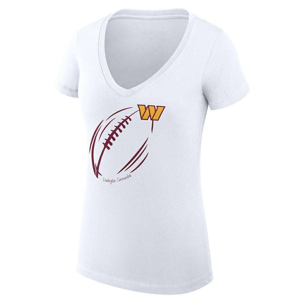Washington Commanders G-III 4Her by Carl Banks Women's Super-Slim Fit Lightweight Subtle Football V-Neck T-Shirt White - NFL