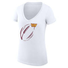 Washington Commanders G-III 4Her by Carl Banks Women's Super-Slim Fit Lightweight Subtle Football V-Neck T-Shirt White - NFL