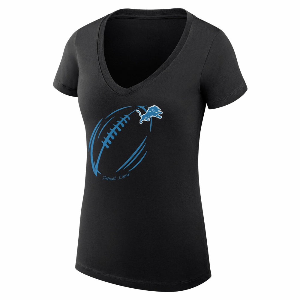 Detroit Lions G-III 4Her by Carl Banks Women's Super-Slim Fit Lightweight Subtle Football V-Neck T-Shirt Black - NFL