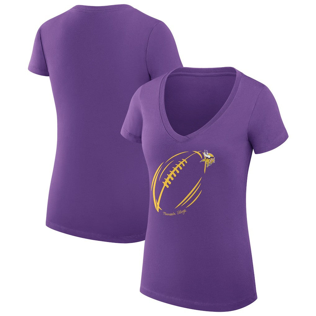 Minnesota Vikings G-III 4Her by Carl Banks Women's Super-Slim Fit Lightweight Subtle Football V-Neck T-Shirt Purple - NFL