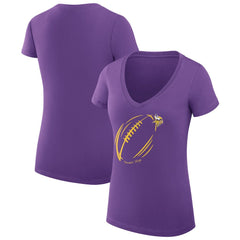 Minnesota Vikings G-III 4Her by Carl Banks Women's Super-Slim Fit Lightweight Subtle Football V-Neck T-Shirt Purple - NFL