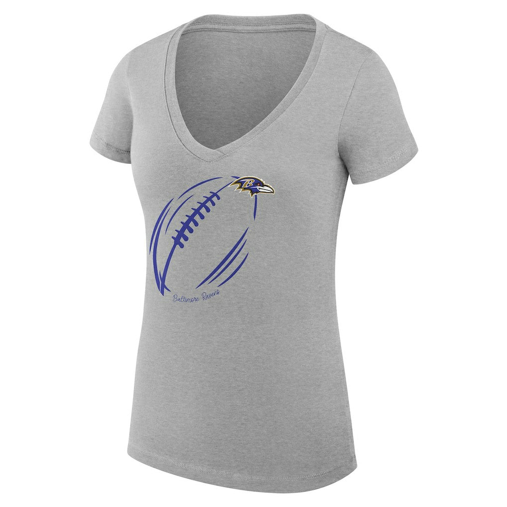 Baltimore Ravens G-III 4Her by Carl Banks Women's Super-Slim Fit Lightweight Subtle Football V-Neck T-Shirt Heather Gray - NFL
