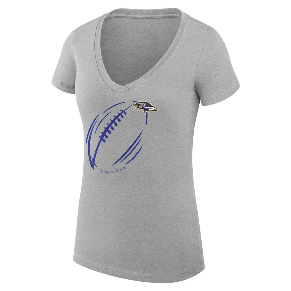 Baltimore Ravens G-III 4Her by Carl Banks Women's Super-Slim Fit Lightweight Subtle Football V-Neck T-Shirt Heather Gray - NFL