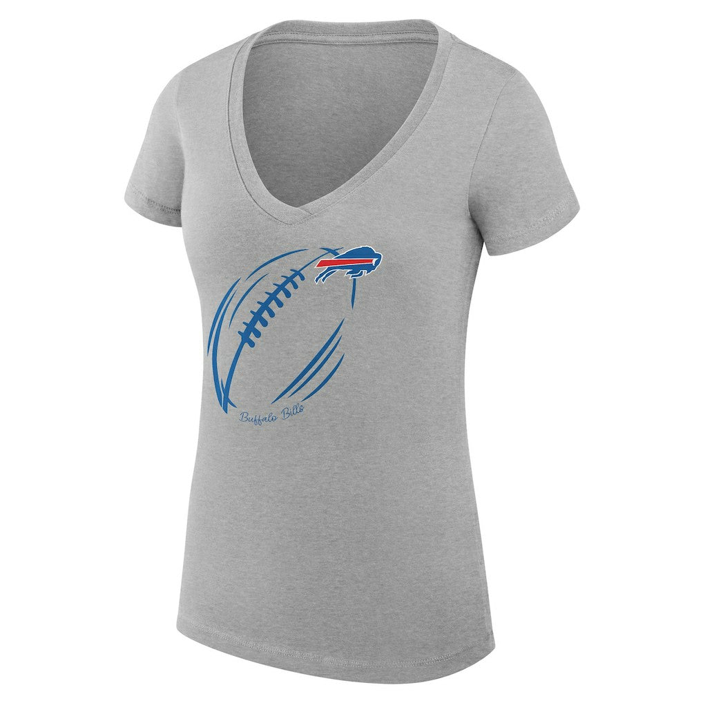 Buffalo Bills G-III 4Her by Carl Banks Women's Super-Slim Fit Lightweight Subtle Football V-Neck T-Shirt Heather Gray - NFL