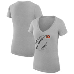 Cincinnati Bengals G-III 4Her by Carl Banks Women's Super-Slim Fit Lightweight Subtle Football V-Neck T-Shirt Heather Gray - NFL
