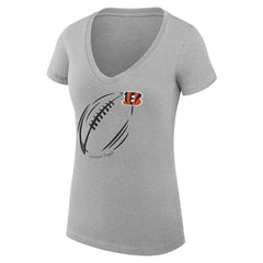 Cincinnati Bengals G-III 4Her by Carl Banks Women's Super-Slim Fit Lightweight Subtle Football V-Neck T-Shirt Heather Gray - NFL