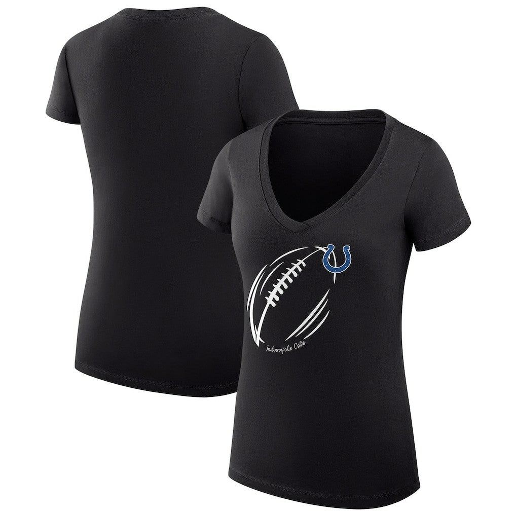 Indianapolis Colts G-III 4Her by Carl Banks Women's Super-Slim Fit Lightweight Subtle Football V-Neck T-Shirt Black - NFL