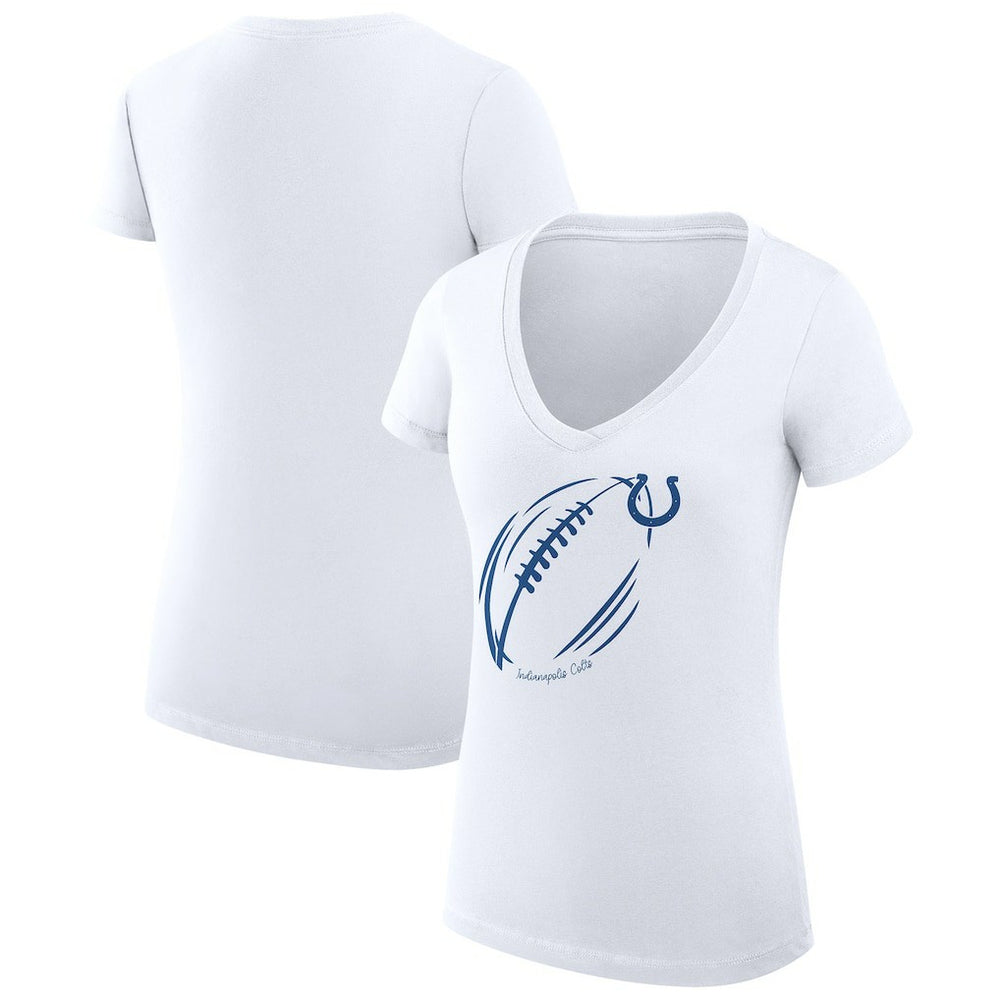 Indianapolis Colts G-III 4Her by Carl Banks Women's Super-Slim Fit Lightweight Subtle Football V-Neck T-Shirt White - NFL