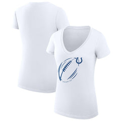 Indianapolis Colts G-III 4Her by Carl Banks Women's Super-Slim Fit Lightweight Subtle Football V-Neck T-Shirt White - NFL