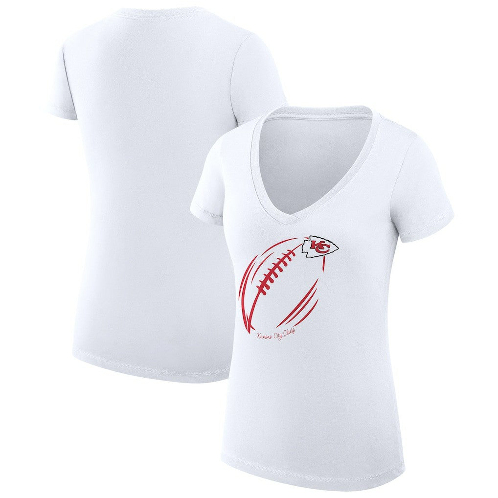 Kansas City Chiefs G-III 4Her by Carl Banks Women's Super-Slim Fit Lightweight Subtle Football V-Neck T-Shirt White - NFL