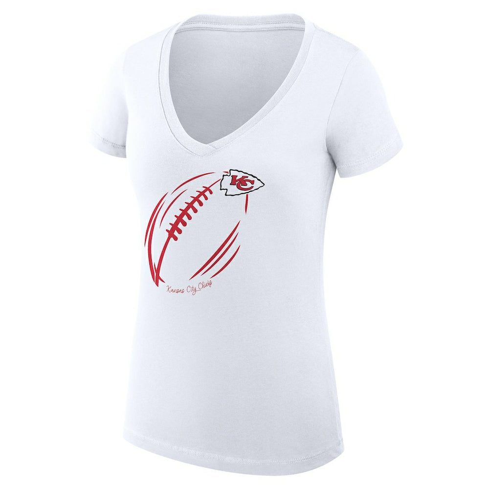 Kansas City Chiefs G-III 4Her by Carl Banks Women's Super-Slim Fit Lightweight Subtle Football V-Neck T-Shirt White - NFL