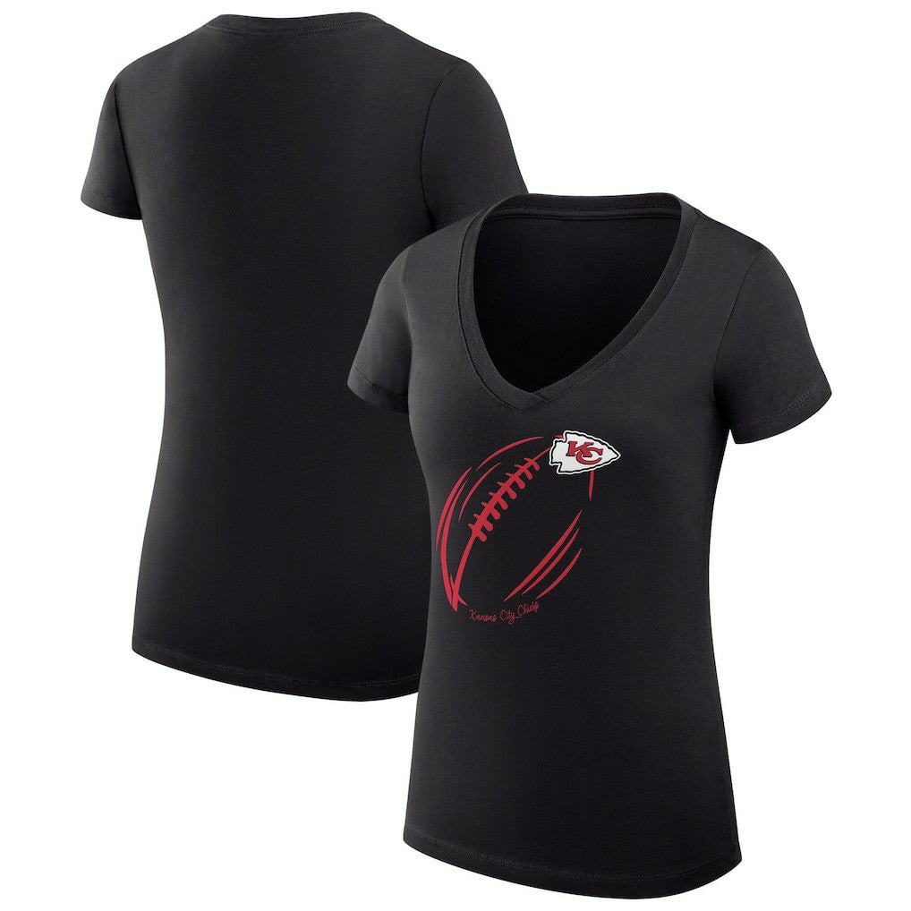 Kansas City Chiefs G-III 4Her by Carl Banks Women's Super-Slim Fit Lightweight Subtle Football V-Neck T-Shirt Black - NFL
