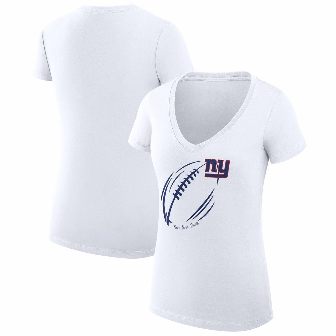 New York Giants G-III 4Her by Carl Banks Women's Super-Slim Fit Lightweight Subtle Football V-Neck T-Shirt White - NFL
