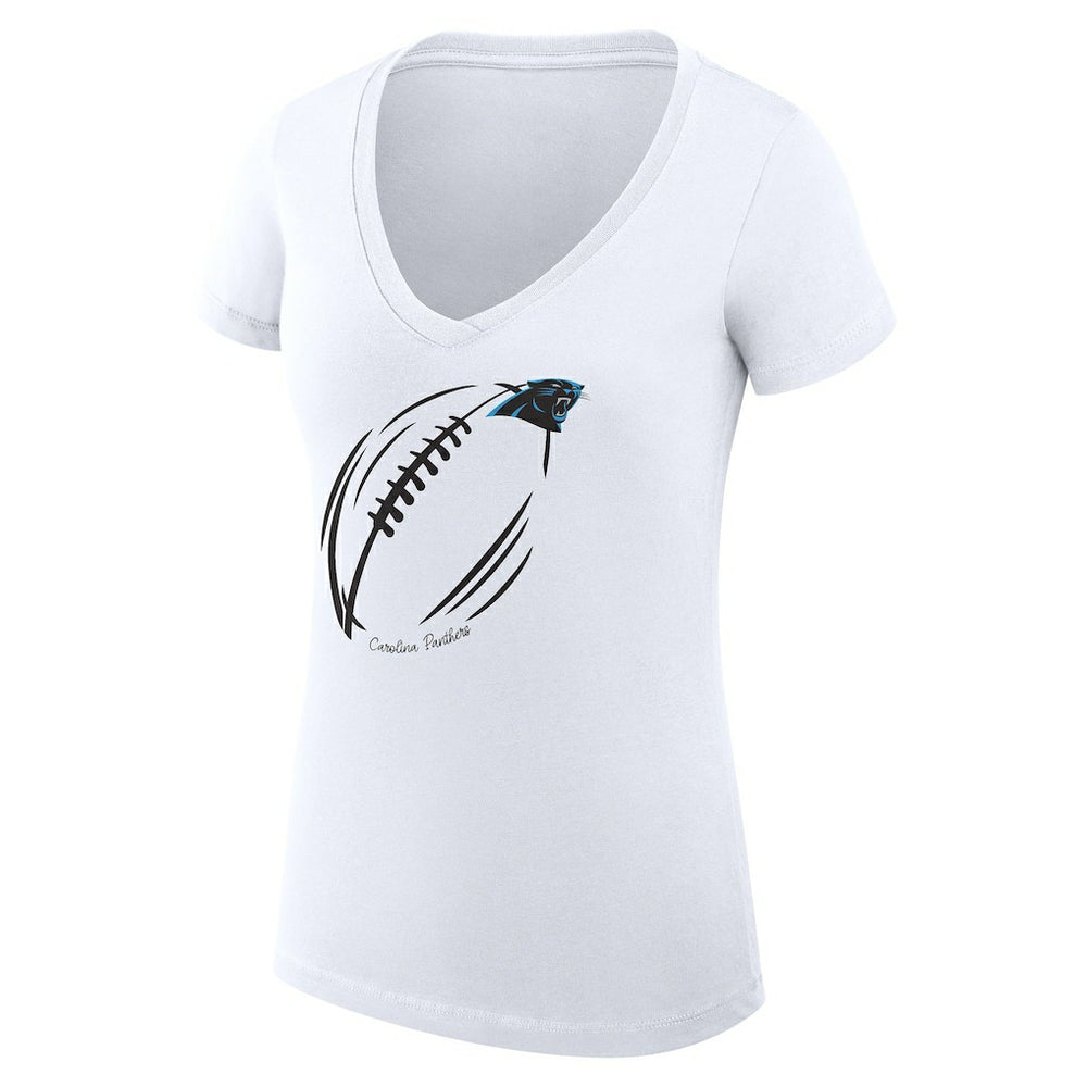 Carolina Panthers G-III 4Her by Carl Banks Women's Super-Slim Fit Lightweight Subtle Football V-Neck T-Shirt White - NFL