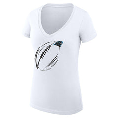 Carolina Panthers G-III 4Her by Carl Banks Women's Super-Slim Fit Lightweight Subtle Football V-Neck T-Shirt White - NFL