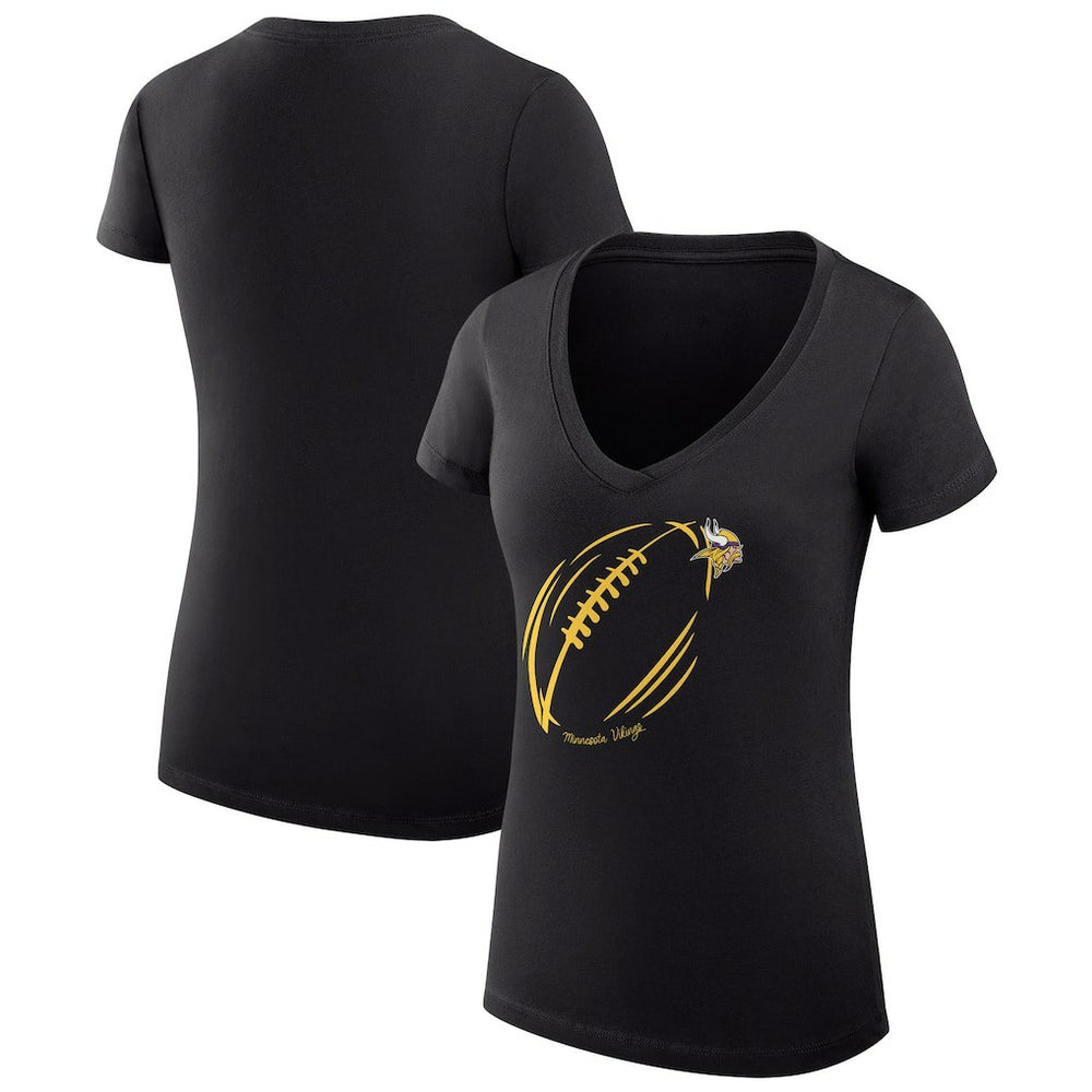 Minnesota Vikings G-III 4Her by Carl Banks Women's Super-Slim Fit Lightweight Subtle Football V-Neck T-Shirt Black - NFL