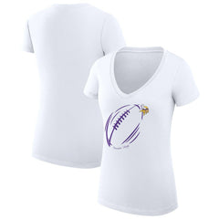Minnesota Vikings G-III 4Her by Carl Banks Women's Super-Slim Fit Lightweight Subtle Football V-Neck T-Shirt White - NFL