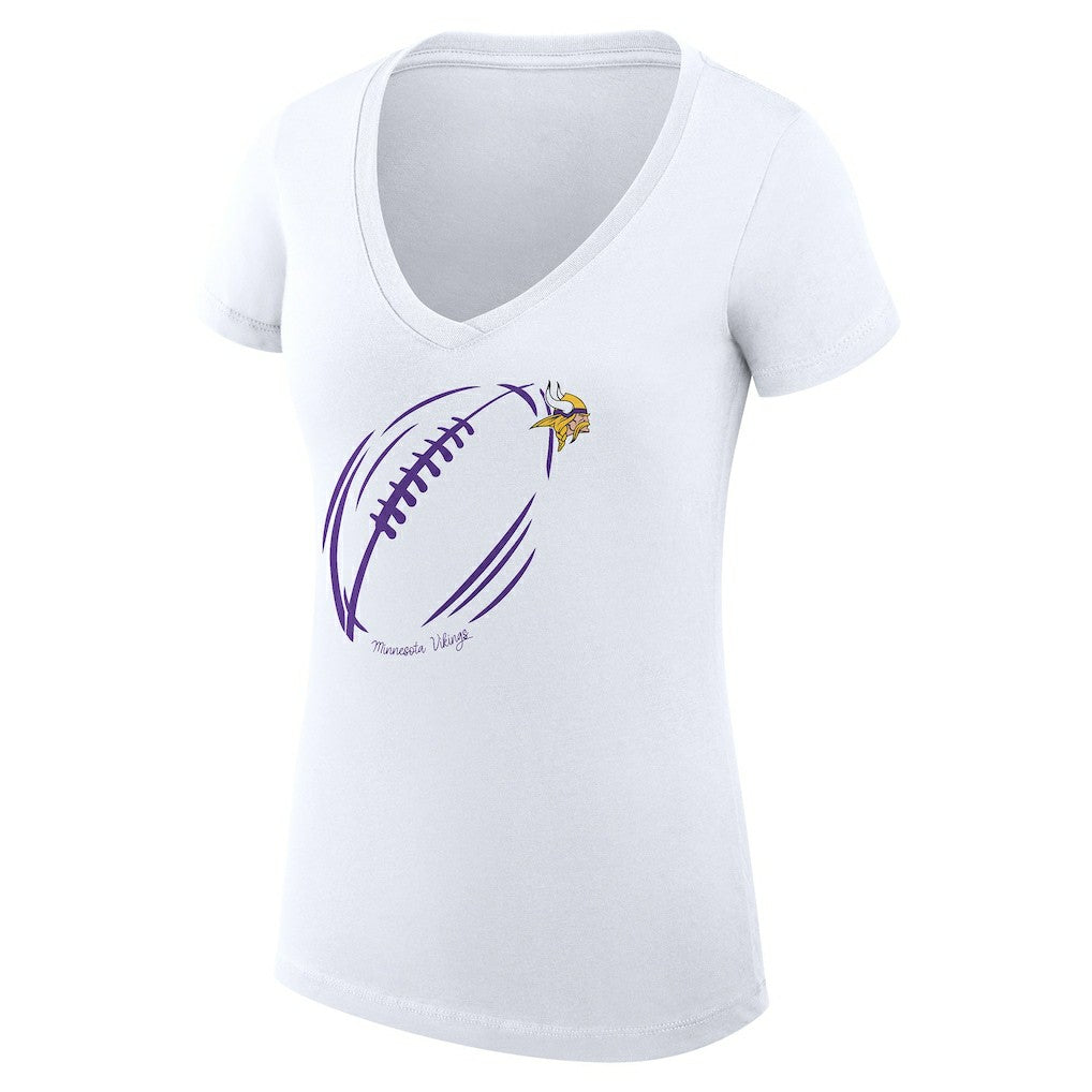 Minnesota Vikings G-III 4Her by Carl Banks Women's Super-Slim Fit Lightweight Subtle Football V-Neck T-Shirt White - NFL