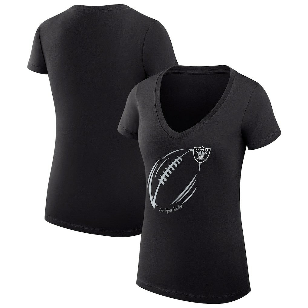 Las Vegas Raiders G-III 4Her by Carl Banks Women's Super-Slim Fit Lightweight Subtle Football V-Neck T-Shirt Black - NFL