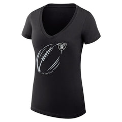 Las Vegas Raiders G-III 4Her by Carl Banks Women's Super-Slim Fit Lightweight Subtle Football V-Neck T-Shirt Black - NFL