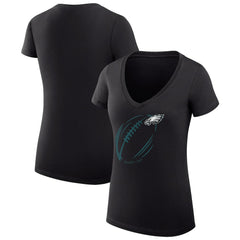 Philadelphia Eagles G-III 4Her by Carl Banks Women's Super-Slim Fit Lightweight Subtle Football V-Neck T-Shirt Black - NFL
