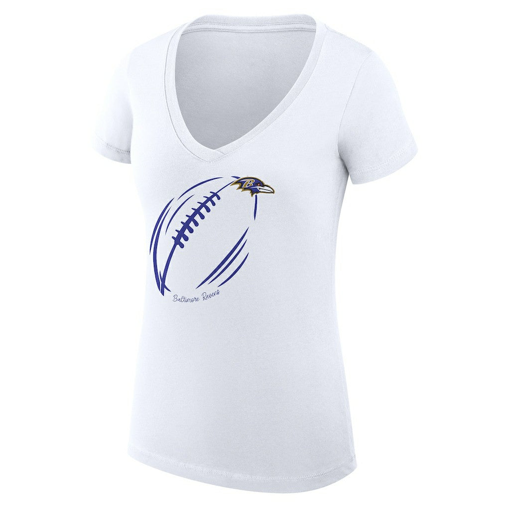 Baltimore Ravens G-III 4Her by Carl Banks Women's Super-Slim Fit Lightweight Subtle Football V-Neck T-Shirt White - NFL